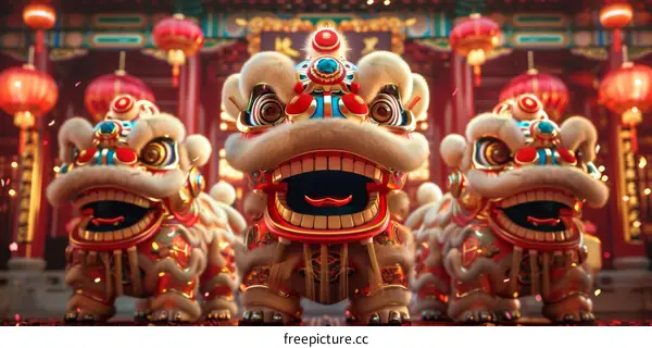 Lion Dance Performance during Chinese New Year