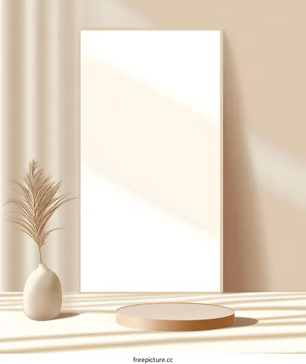 Beige Minimalist Product Display Background with Sun Light