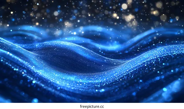 Abstract Blue Glittering Wave Pattern