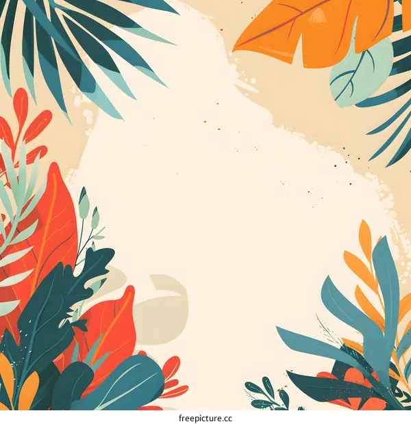 Tropical Leaves Pattern Background Illustration