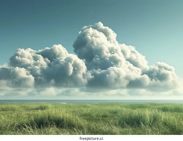 Vast Clouds Above Lush Green Meadow