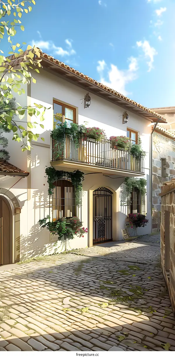 Mediterranean Style Building with Balcony