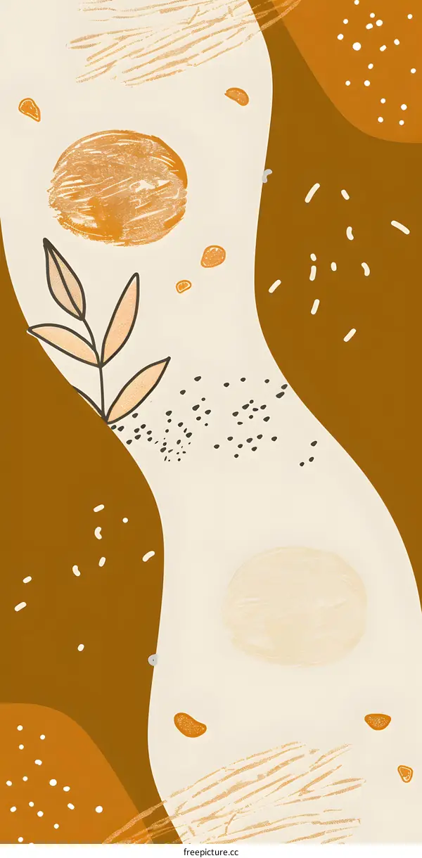 Abstract Art with Brown and Beige Colors and Dots