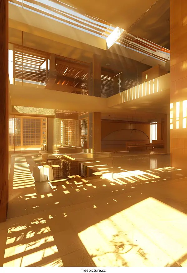 Modern Interior Design With Sunbeams