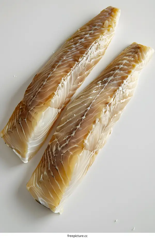 Two pieces of salted codfish