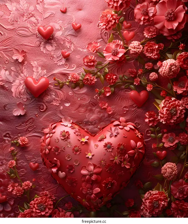 Red heart-shaped flower background image