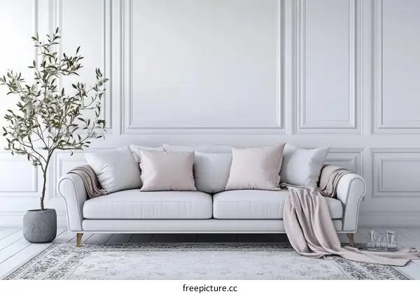 Elegant White Living Room Interior Design