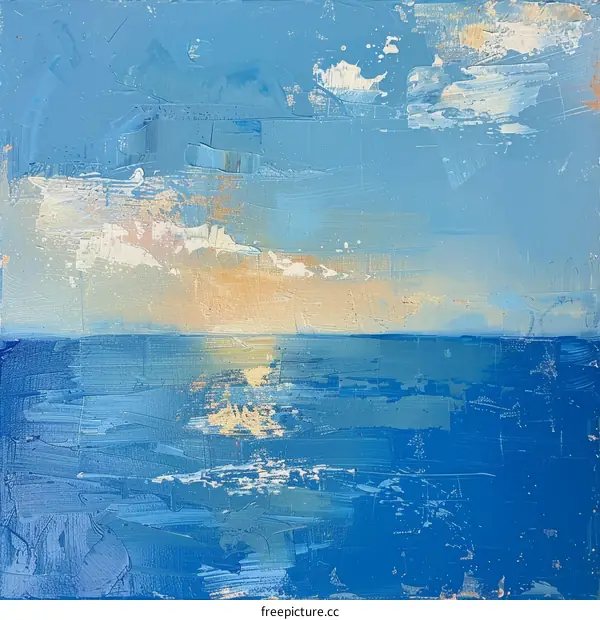 Blue and White Abstract Ocean Painting