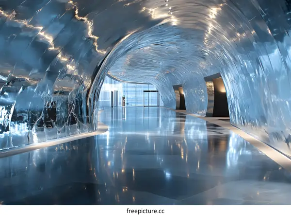 Modern Architectural Design Interior Corridor with Curved Walls