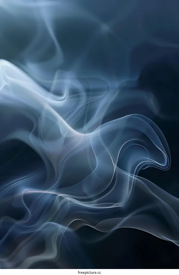 Blue smoke swirls on black background