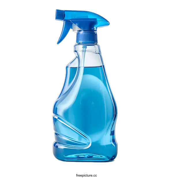 [Transparent Background PNG]Blue and Clear Plastic Spray Bottle with Cleaning Solution