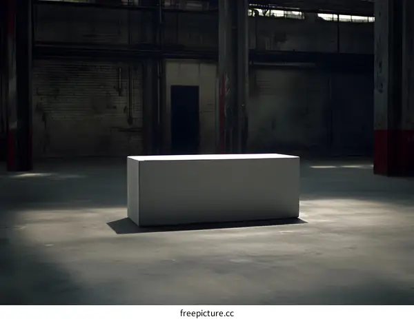 White Box on Concrete Floor in Abandoned Building