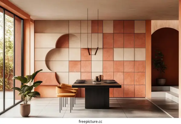 Modern Dining Room Interior Design with Terracotta Tiles