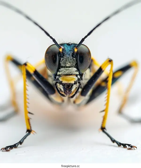 Macro Photography of a Solitary Wasp
