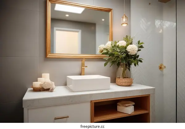 Modern Elegant Bathroom Vanity with Mirror