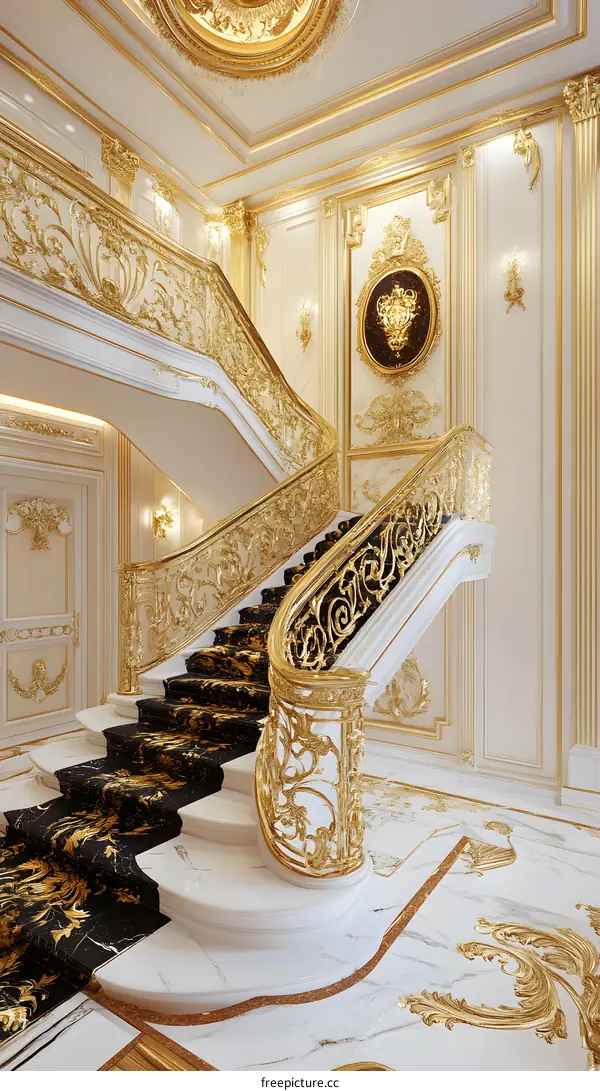 Luxury Gold Staircase Interior Design