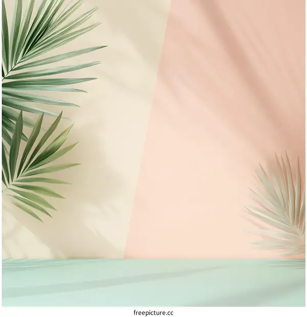 Minimalist Summer Background with Palm Leaves