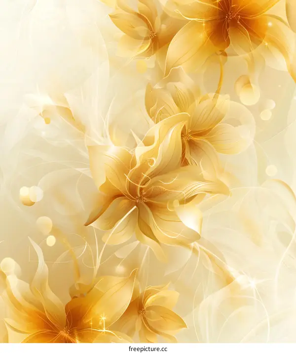 Golden flowers on a white background