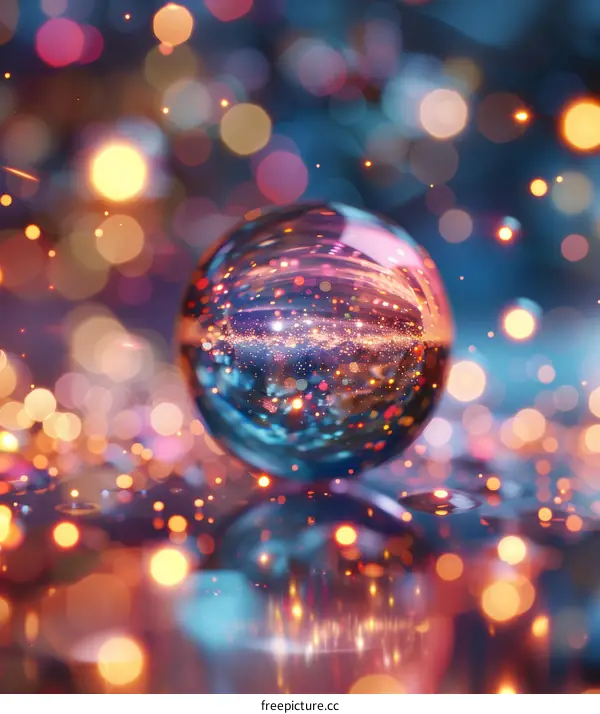 Colorful Abstract Sphere with Bokeh Lights