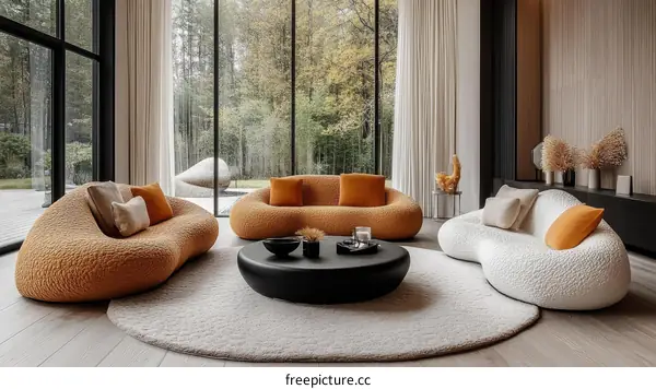 Modern Living Room with Unique Sofas