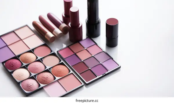Purple Makeup Collection: Eyeshadow, Lipstick, Blush, and Nail Polish