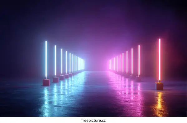 Neon Light Alleyway with Cool Color Gradient