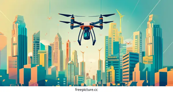 Drone View of Modern Cityscape