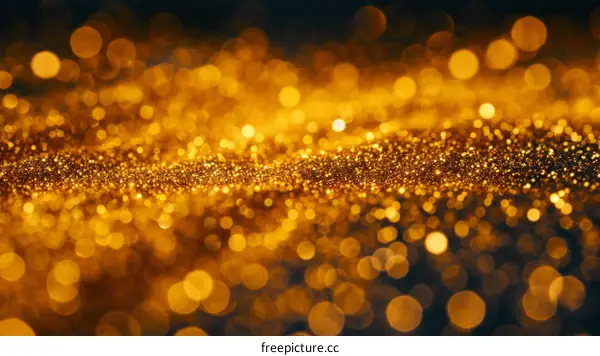 Golden glitter background with glowing particles