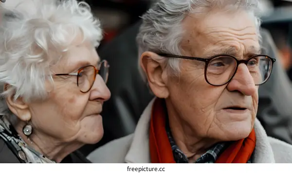 Close up portrait of two senior citizens