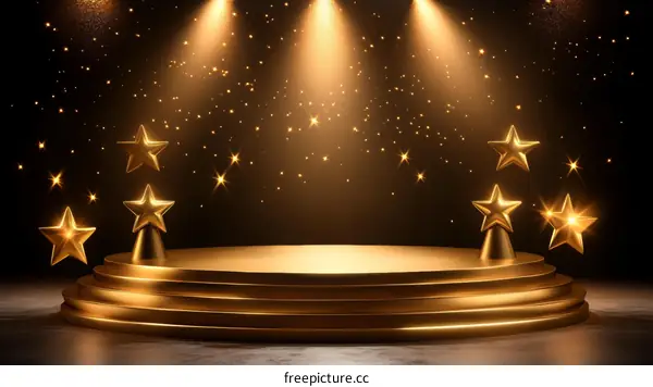 Gold Award Stage Illustration with Stars