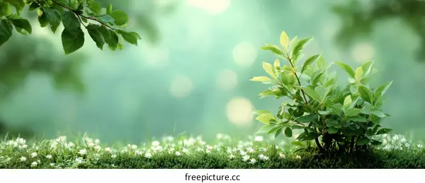 Nature Background with Fresh Leaves and Soft Light