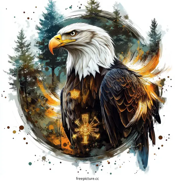 Majestic Eagle in a Forest Illustration