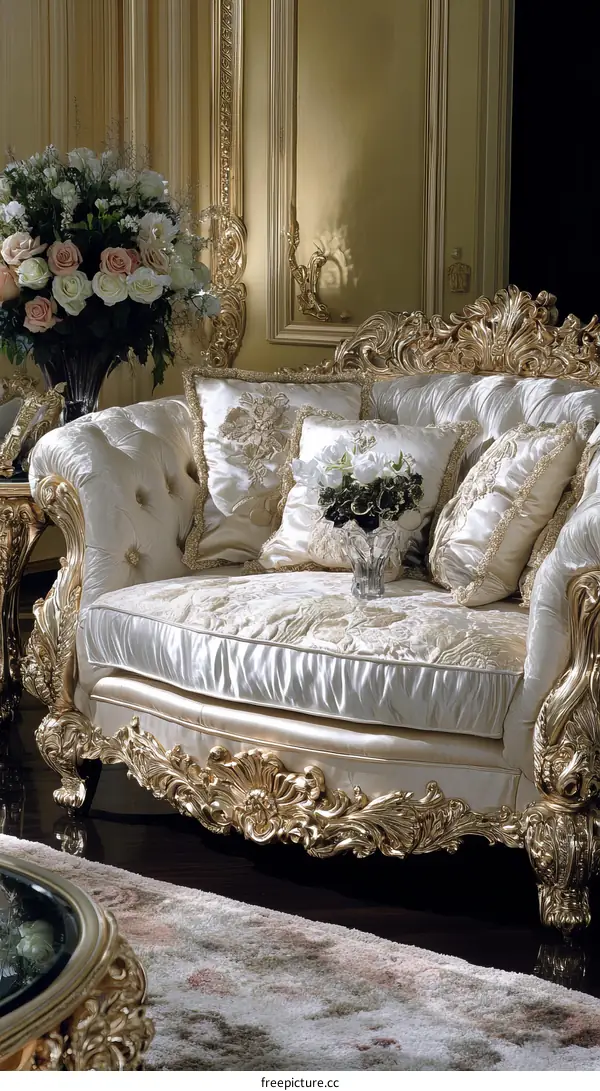 Luxury Gold-Accented Sofa Set