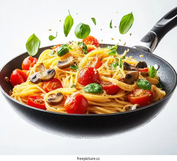 Delicious Spaghetti with Cherry Tomatoes and Mushrooms