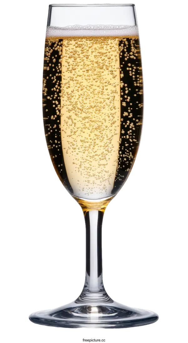 [Transparent Background PNG]Champagne Flute Glass with Sparkling Wine