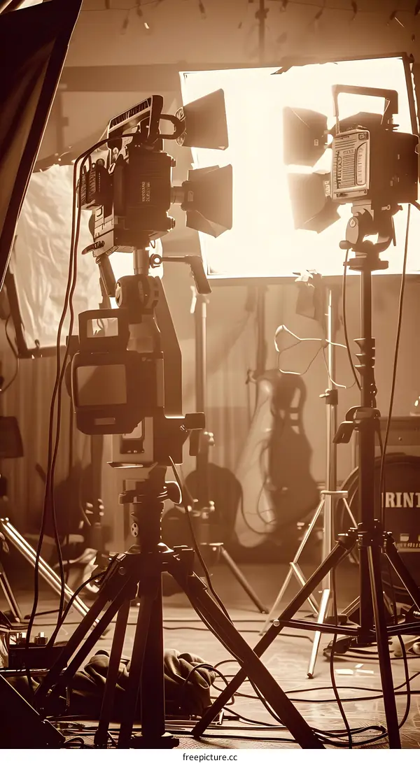 Professional Film Studio Setup With Camera Lights