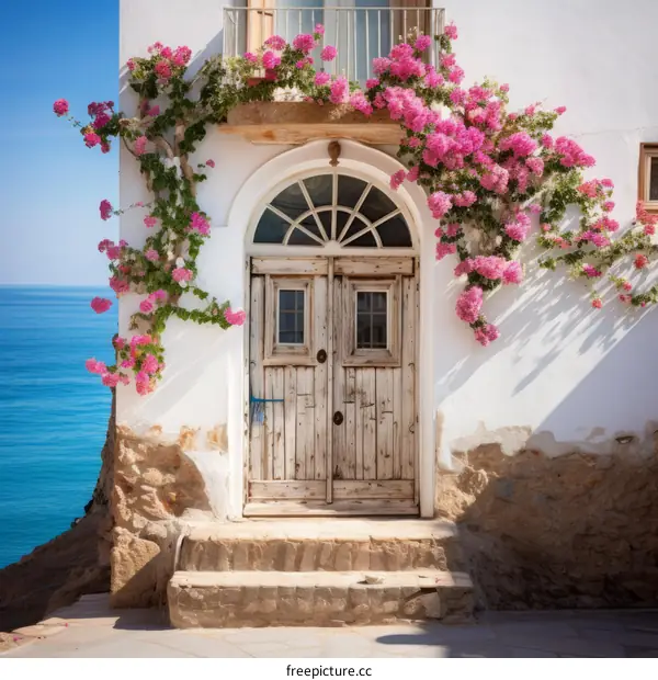 Mediterranean traditional house with flowers