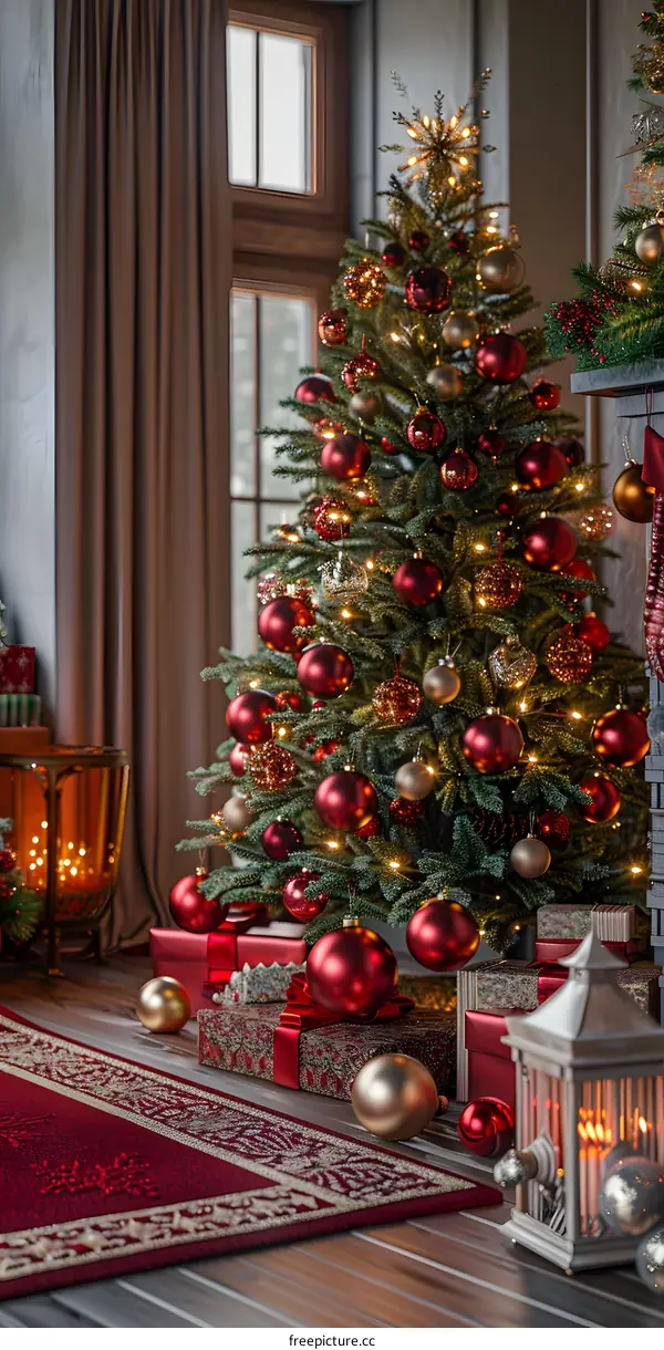 Christmas tree decorated for Christmas