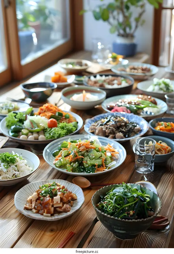 A table full of delicious Japanese food