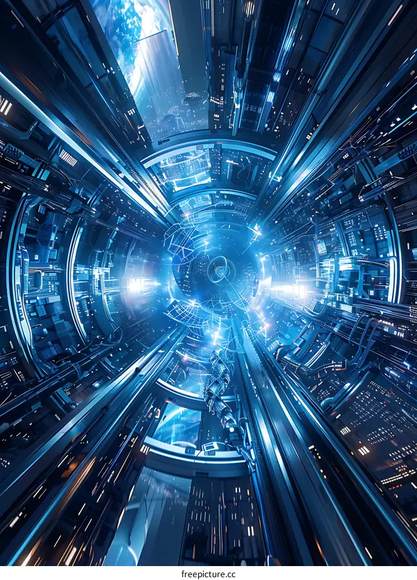 Futuristic Digital Network  Connections Abstract