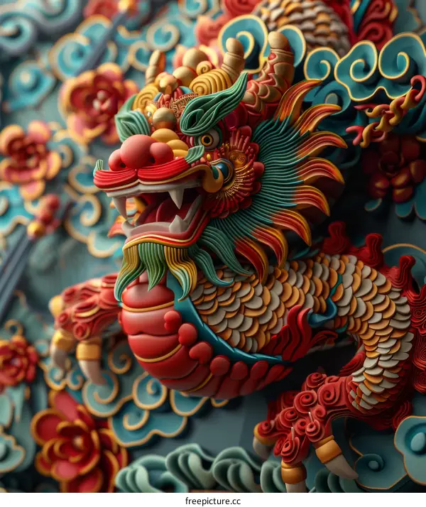 A Chinese Dragon Sculpture Carving