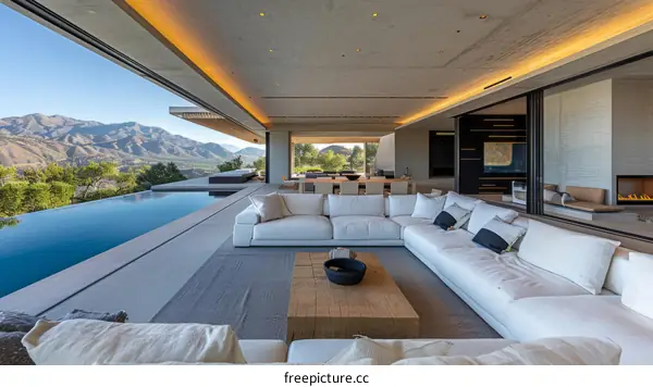 Modern luxury home with amazing mountain and lake views