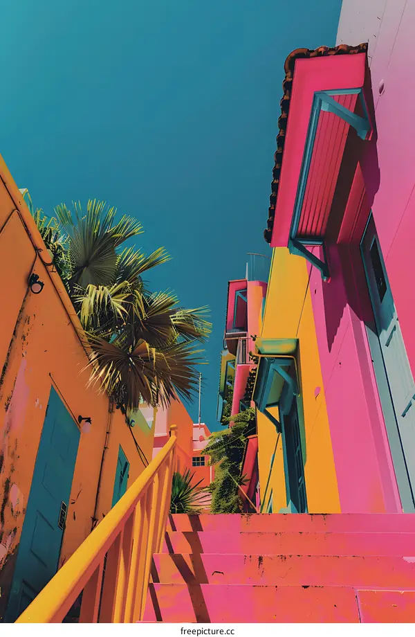Colorful Buildings in a Tropical Street