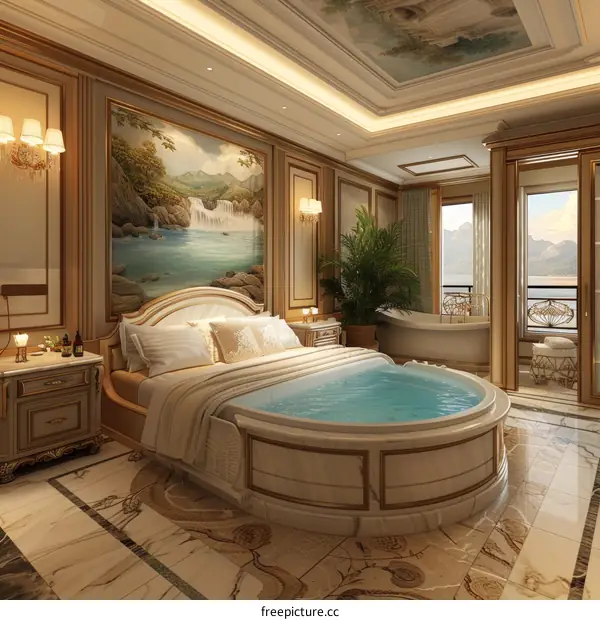 Luxury Bedroom Suite with Built-in Jacuzzi