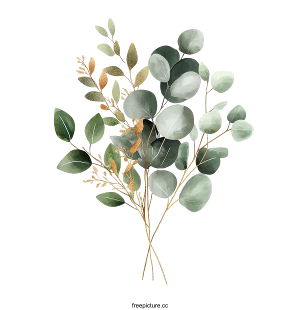 [Transparent Background PNG]Watercolor Eucalyptus Bouquet Design