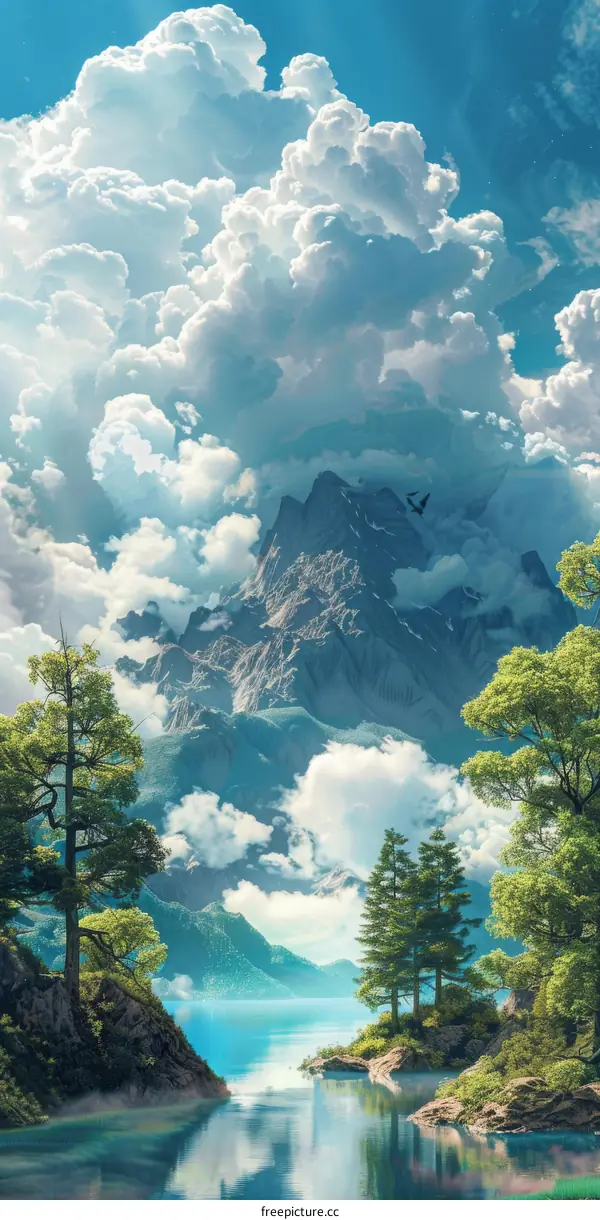 Epic Fantasy Mountain Lake