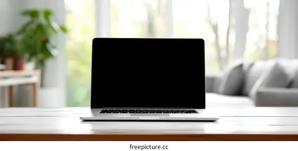 Modern Laptop on a Wooden Table