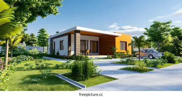 Modern House Design with Green Garden