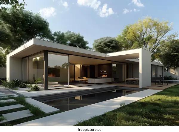 Modern House Design With Pool And Landscaping