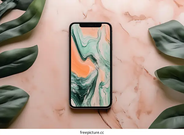 Abstract Green And Orange Phone Wallpaper